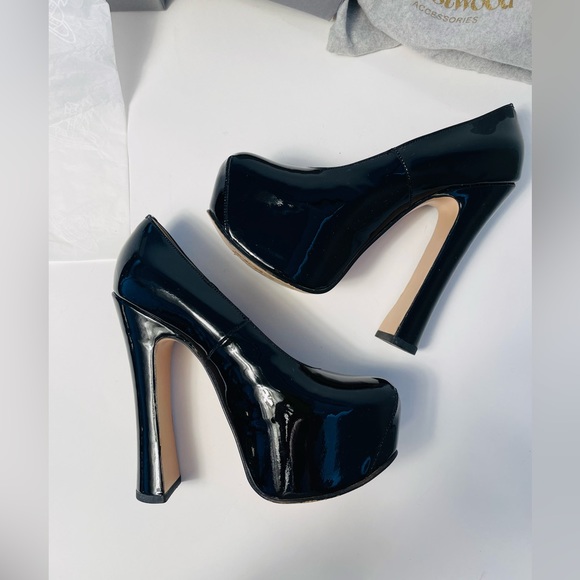 Vivienne Westwood BLACK PATENT LEATHER ELEVATED COURT SHOES IT37 - Picture 14 of 16